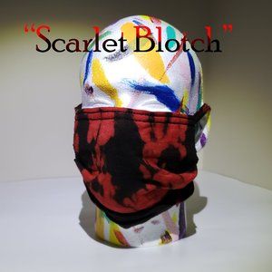 Hand-dyed 100% Cotton Pleated Face Covering - “Scarlet Blotch”
